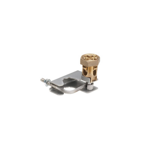 Abrazadera para Tierra Física en Base de Piso Falso, para Cables de 6 a 1/0 AWG. Para Pedestales Circulares de 3/4" y 7/