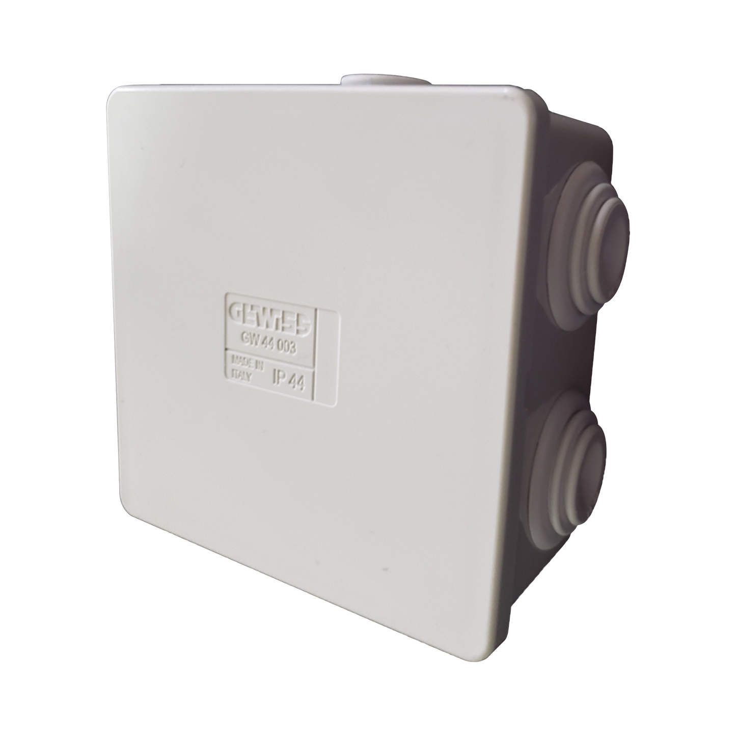 Caja de derivaciÃ³n de PVC Autoextinguible con 6 entradas, tapa a presiÃ³n, 80x80x40 MM (Medidas internas, mayor Ã¡rea permisible para el cable, Para instalaciÃ³n al exterior (IP44)