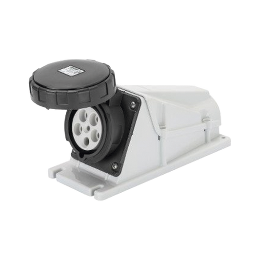 BASE DE SUPERFICIE ANGULADA 90Â° - IP67 - 3P+N+T 125A 480-500V 50/60HZ - NEGRO - 7H - CABLEADO A TORNILLO
