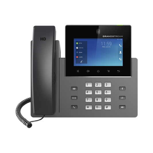 TelÃ©fono IP Android 11, 16 lÃ­neas SIP con 12 cuentas, pantalla tÃ¡ctil  5", puertos Gigabit, Wi-Fi, Bluetooth, PoE, codec Opus, IPV4/IPV6 con gestiÃ³n en la nube GDMS