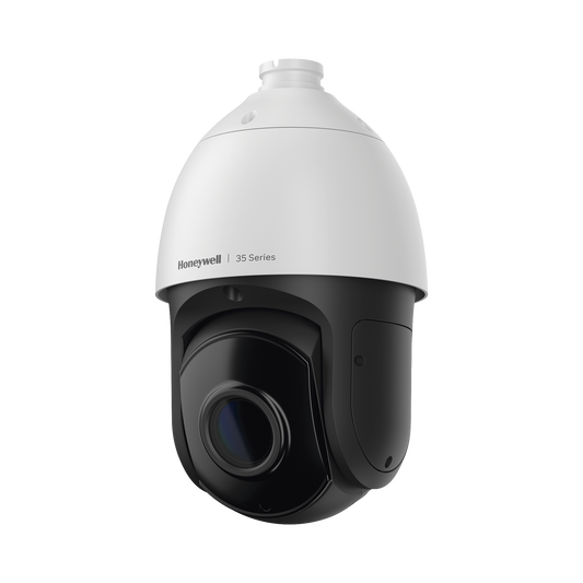 PTZ IP 5 Megapixel / 30X Zoom / 150 mts IR / Ultra Baja Iluminación / H.265 / IA (Filtro de Humanos y Vehiculos) / Merodeo / PoE+ / Exterior IP67 / IK10 / ONVIF / NDAA / Serie 35 / 256 GB microSD / Audio I/O / Alarma I/O / Honeywell Security