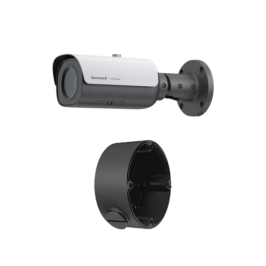 Bala IP 5 MP / Lente Mot. 5 a 50 mm / Incluye Caja de Conexión / IR 60 m / Detección Facial / Movimiento / Sabotaje / Merodeo / Intrusión / Alarmas y Audio I/O / ONVIF / NDAA / PoE / H.265 / IP67 / IK10 / Serie 60 / Honeywell Security