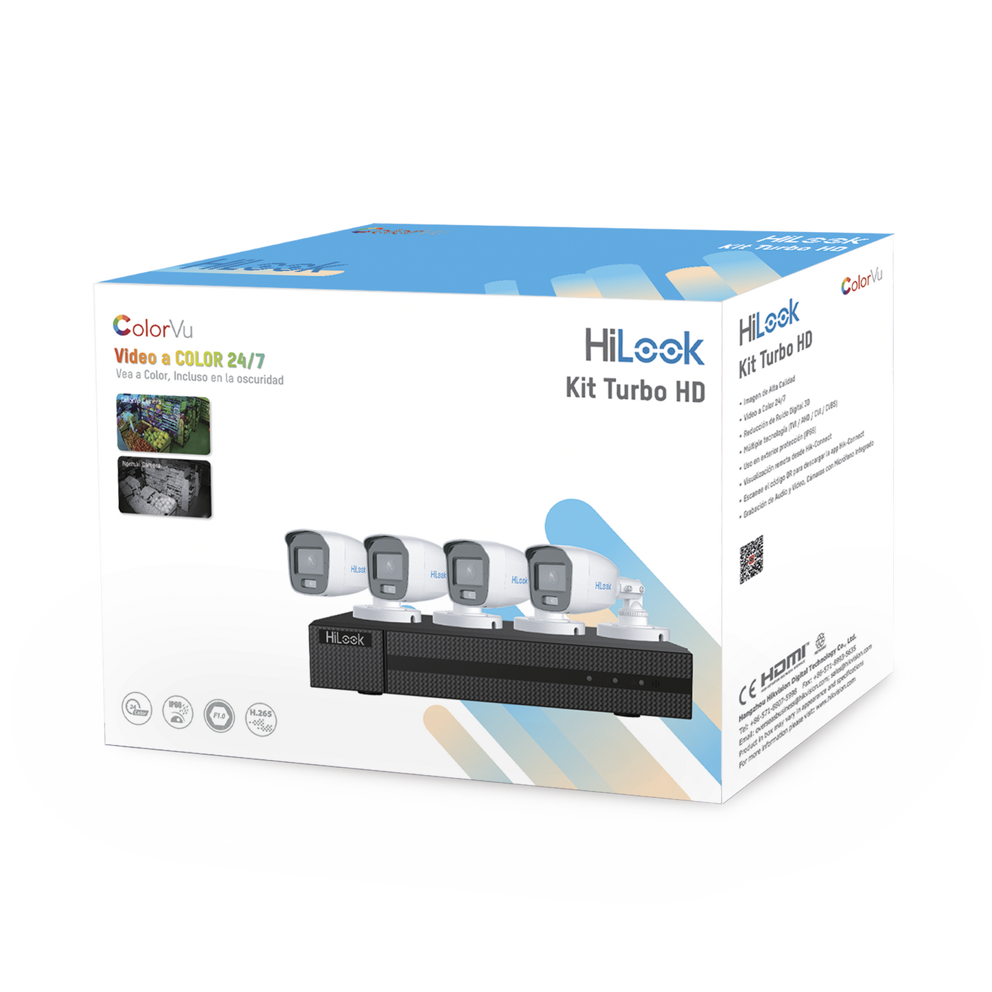 Kit TurboHD 1080p / DVR 4 Canales / 4 CÃ¡maras Bala ColorVu con MicrÃ³fono Integrado / Fuente de Poder / Accesorios de InstalaciÃ³n