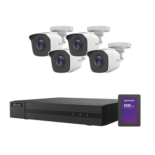 KIT TurboHD 1080p + SSD de 1 TB (1024 GB) / DVR 4 canales / 4 CÃ¡maras Bala de Metal / Fuente de Poder / Accesorios de InstalaciÃ³n