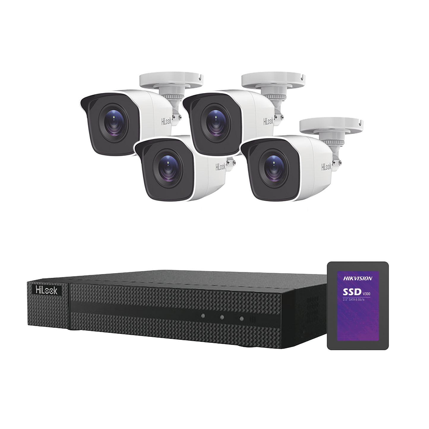 KIT TurboHD 1080p + SSD de 500 GB / DVR 4 canales / 4 CÃ¡maras Bala de Metal / Fuente de Poder / Accesorios de InstalaciÃ³n