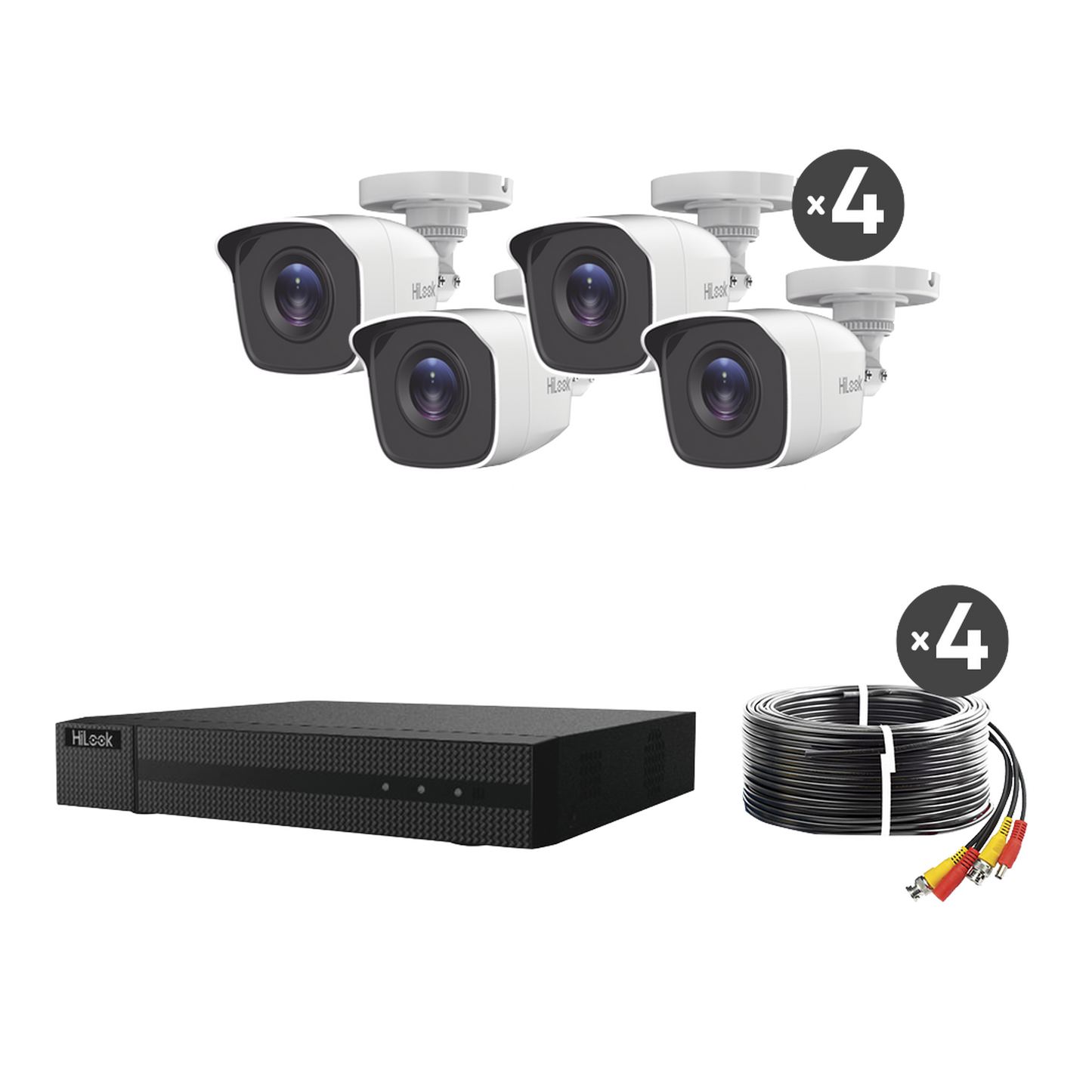 KIT TurboHD 1080p / DVR 8 canales con H.265+ / 4 CÃ¡maras Bala MetÃ¡licas / Fuente de Poder / Accesorios de InstalaciÃ³n