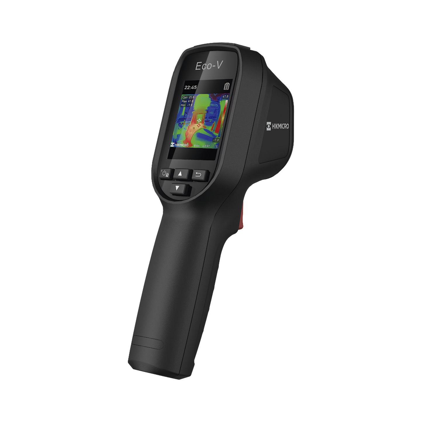 ECO-V - CÃ¡mara TermogrÃ¡fica PortÃ¡til / ResoluciÃ³n 96 x 96 TÃ©rmico / 640 Ã— 480 CÃ¡mara Visual / Lente 1.35 mm / Pantalla LCD 2.4" / IP54  / Memoria interna 4 Gb