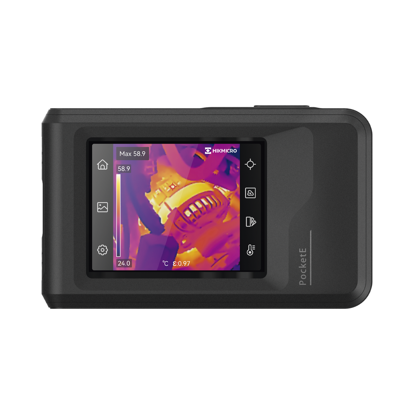 POCKET-E - CÃ¡mara TermogrÃ¡fica PortÃ¡til Lente TÃ©rmico 1.35 mm (96 x 96) pixeles / Lente Optico (640 Ã— 480) / WiFi / IP54 / Memoria interna 4 Gb / Hasta 4 Horas de Funcionamiento Continuo