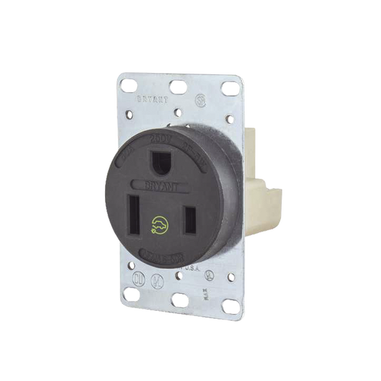 ReceptÃ¡culo Individual de 50 A 250 V /  2 Polos 3 Hilos/ Nema 6- 50 R / Color Negro/ Grado Industrial-Comercial.