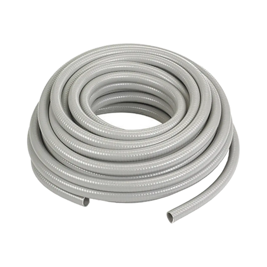 Manguera hermÃ©tica flexible tipo PolyTuff no metÃ¡lica, gris de 1" y 100 pies. Uso comercial/industrial.