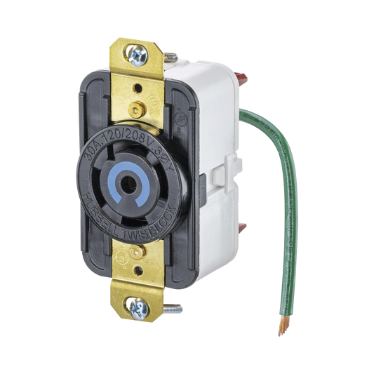 ReceptÃ¡culo de Media Vuelta Industrial 30 A 120/208 V CA/ Nema L5-30R /Color Negro.