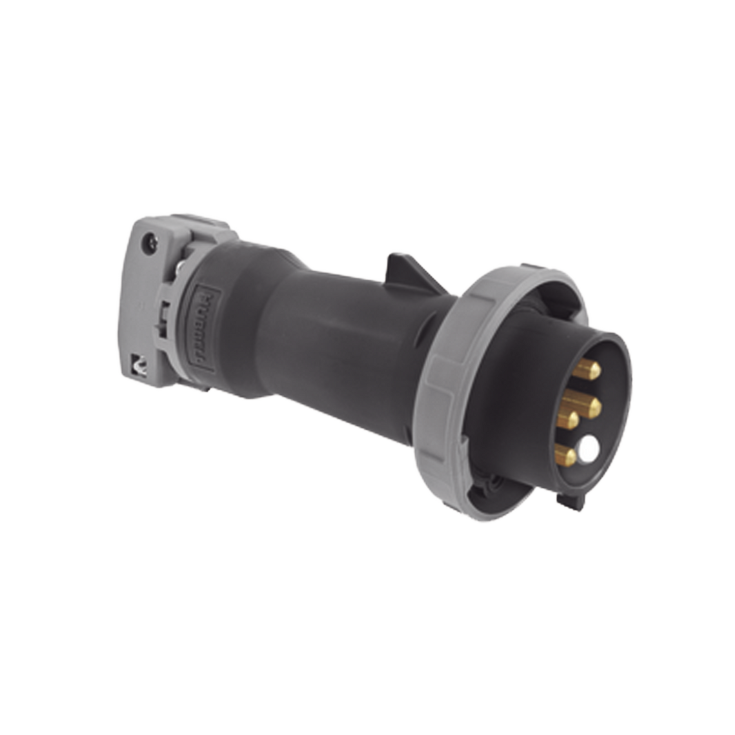 Enchufe Macho Pin and Sleeve TrifÃ¡sico / 60 A 600 VCA 3 Fases / 3 Polos 4 Hilos / HermÃ©tico / Grado Industrial / Color Negro.