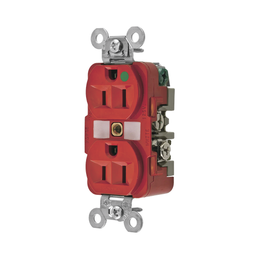 Contacto DÃºplex 15 A, 125 V, 2 polos, 3 Hilos, Color Rojo (Nema 5-15R), Grado Hospital.
