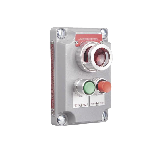 Cubierta para EstaciÃ³n de Control con 2 Botones Pulsadores Rojo-Verde y Luz Piloto Roja / Uso en Ãreas Clasificadas.