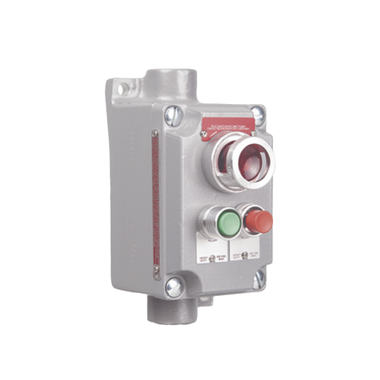 EstaciÃ³n de Control Terminal con 2 Botones Pulsadores Rojo-Verde y Luz Piloto Roja / Entrada 3/4".