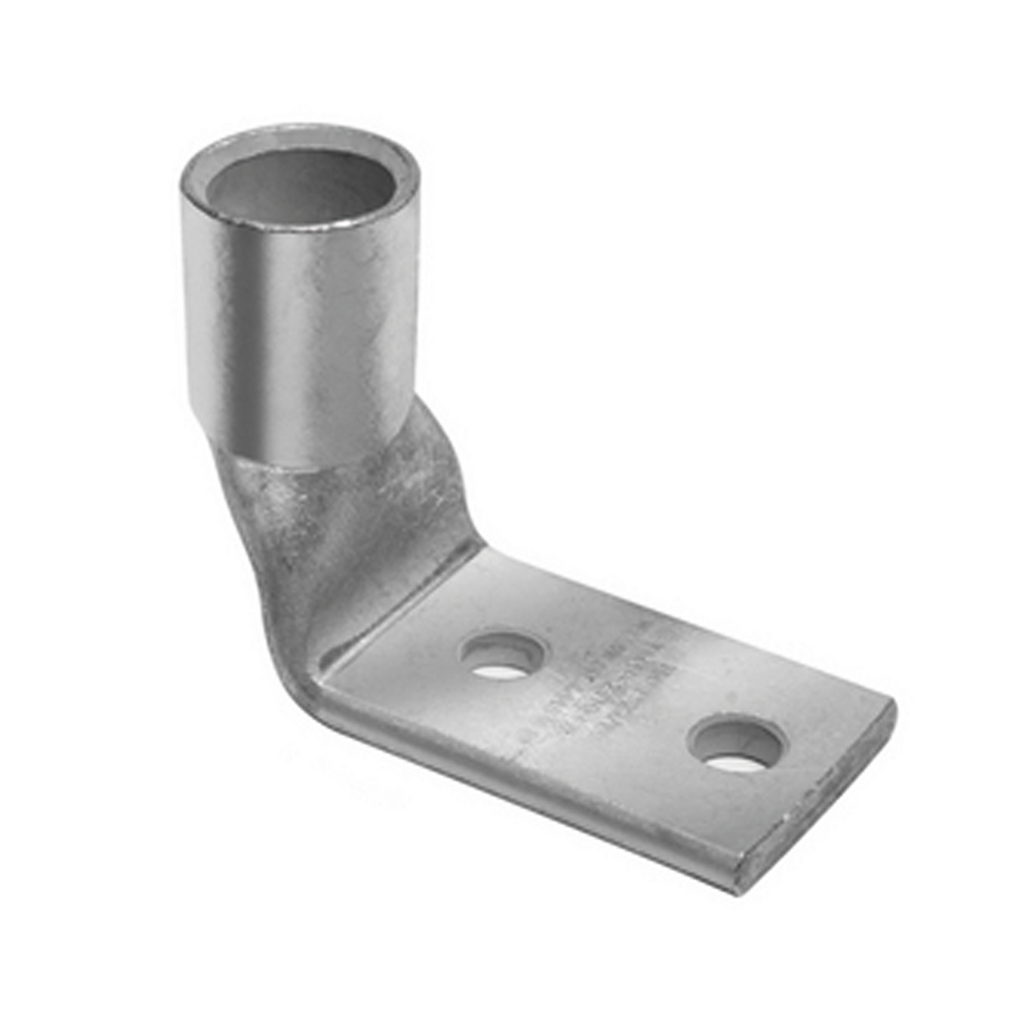 Terminal de CompresiÃ³n de Barril Corto a 90Â° con Doble Ojillo para Tornillo #10  y Cable 4 AWG / Espaciado de 5/8"