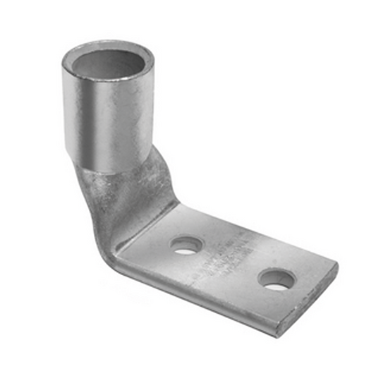 Terminal de CompresiÃ³n de Barril Corto a 90Â° con Doble Ojillo para Tornillo #10  y Cable 6 AWG / Espaciado de 5/8"