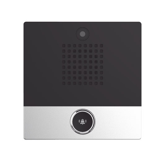 Mini video Intercomunicador para hotelerÃ­a y hospitales, con diseÃ±o elegante, PoE, cÃ¡mara 1Mpx, 1 botÃ³n, 1 relevador integrado de salida y entrada.