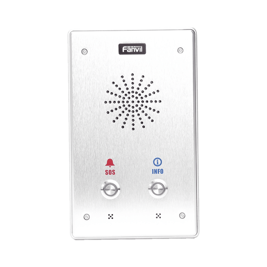 Intercomunicador IP, 2 lÃ­neas SIP, 2 relevadores con 2 botÃ³nes para llamada, anti-vandÃ¡lico, IP65 e IK10, PoE