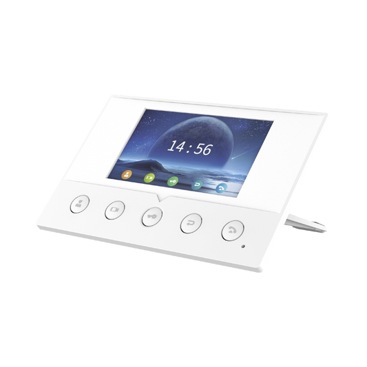 Monitor IP/SIP para interior, Wi-Fi, pantalla a color de 4.3", audio de 2 vÃ­as, PoE, 8 interfaces de entrada de alarma.