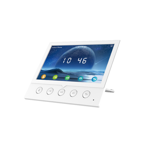 Monitor IP/SIP para interior, Wi-Fi, pantalla a color de 7", audio de 2 vÃ­as, PoE, 8 interfaces de entrada de alarma.