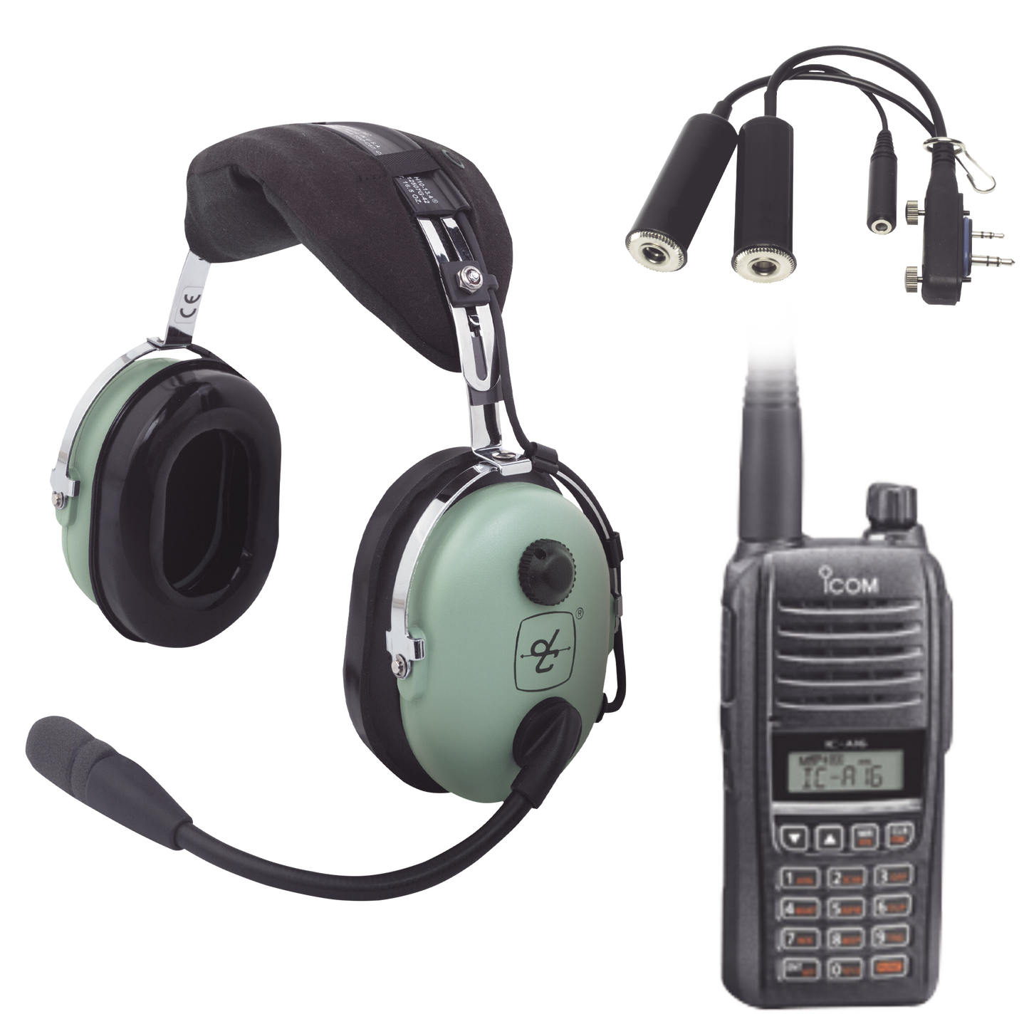 Kit Radio PortÃ¡til AÃ©reo Icom con Auricular David Clark para AviaciÃ³n General