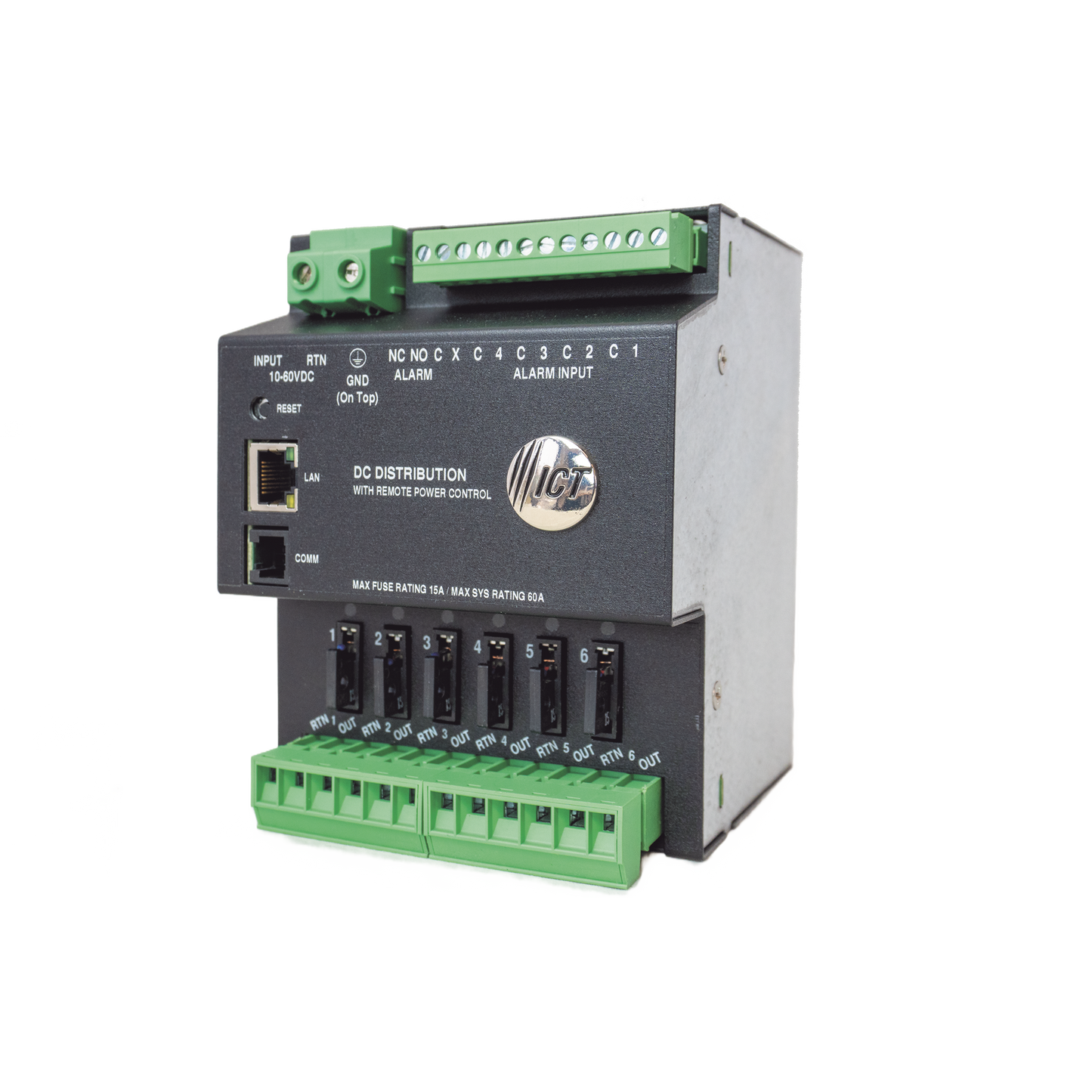 Fuente de distribuciÃ³n de 6 salidas, control y monitoreo Ethernet, Vo: 10-60V Dc, para montaje en riel din