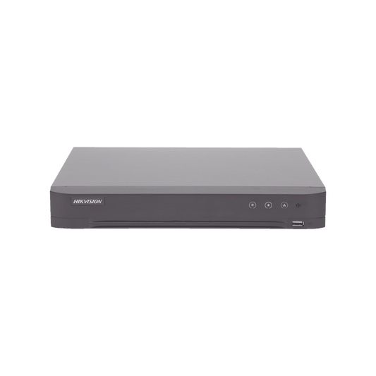 DVR 16 Canales TurboHD + 8 Canales IP / 5 Megapixel Lite - 3K Lite / Acusense (Evita Falsas Alarmas) / Reconocimiento de Rostros (Base de Datos) / Audio por Coaxitron / 1 Bahía de Disco Duro / H.265+