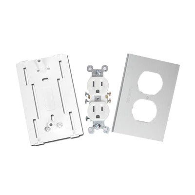 Contacto elÃ©ctrico doble, soporte y tapa de PVC auto extinguible y aluminio, universal (8191-10200)