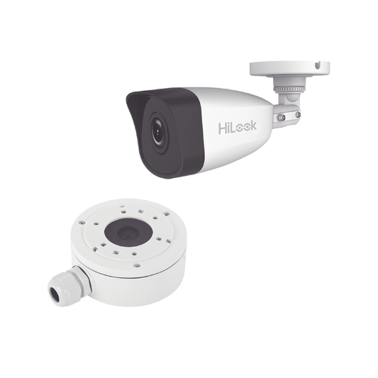 HiLook Series / Bala IP 4 Megapixel / 30 mts IR / Exterior IP67 / PoE / dWDR / Lente 2.8 mm + Caja de conexiÃ³n DS-1280ZJ-XS