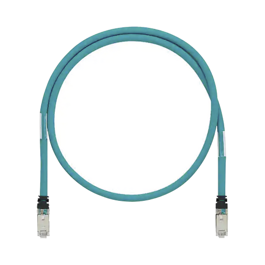 Patch Cord Cat6A de Grado Industrial 600V, Blindado SF/UTP, Calibre 26 AWG, Color Aqua, 2.5m | PANDUIT