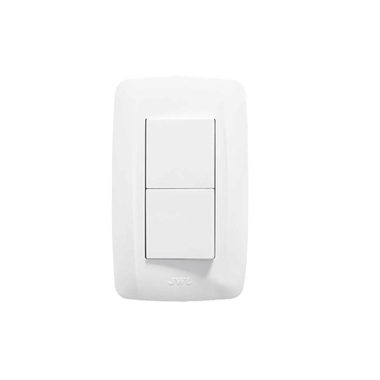 Placa con 2 Interruptores Sencillos 10 A/ 127 V CA ~ 60 Hz /  1 1/2 MÃ³dulos / Color Blanco.