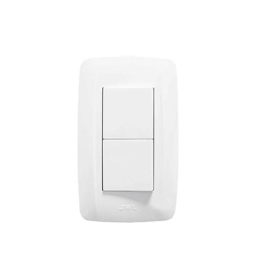 Placa con 2 Interruptores Escalera 10 A/ 127 V CA ~ 60 Hz /  1 1/2 MÃ³dulos / Color Blanco.