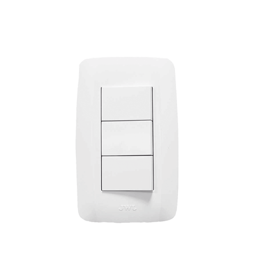 Placa con 3 Interruptores Sencillos 10 A/ 127 V CA ~ 60 Hz /  1 MÃ³dulo / Color Blanco.