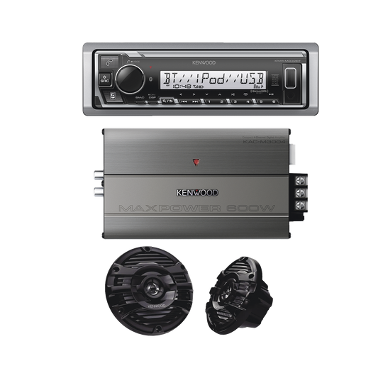 Kit de estÃ©reo con Bluetooth KMR-M332BT | Amplificador KAC-M3004  | mÃ¡s Par de bocinas KFC-1653MRB