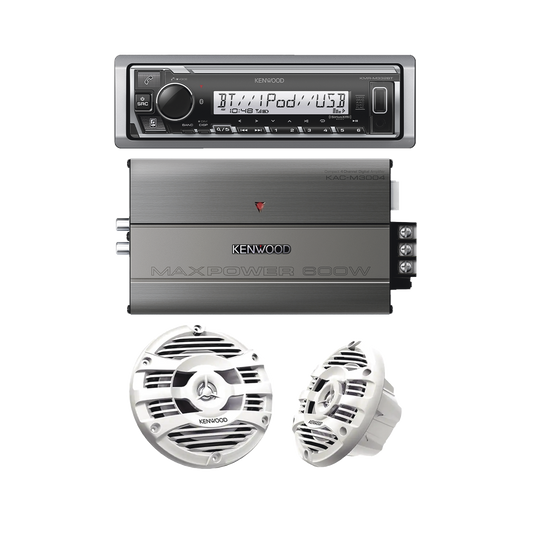 Kit de estÃ©reo con Bluetooth KMR-M332BT | Amplificador KAC-M3004  | mÃ¡s Par de bocinas KFC-1653MRW
