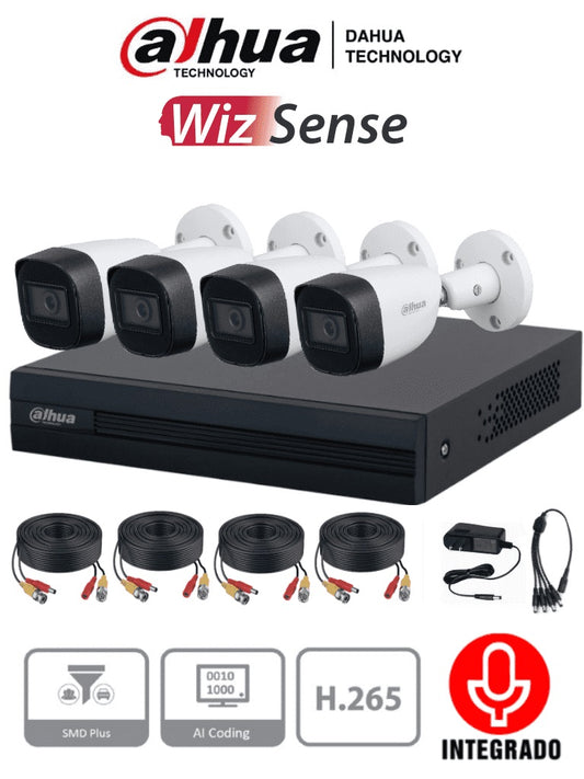 Kit de videovigilancia Dahua Technology DH-KIT/XVR1B04-I/4-HFW1200CMN-A-0280B-S5, 4, 1920 x 1080 Pixeles