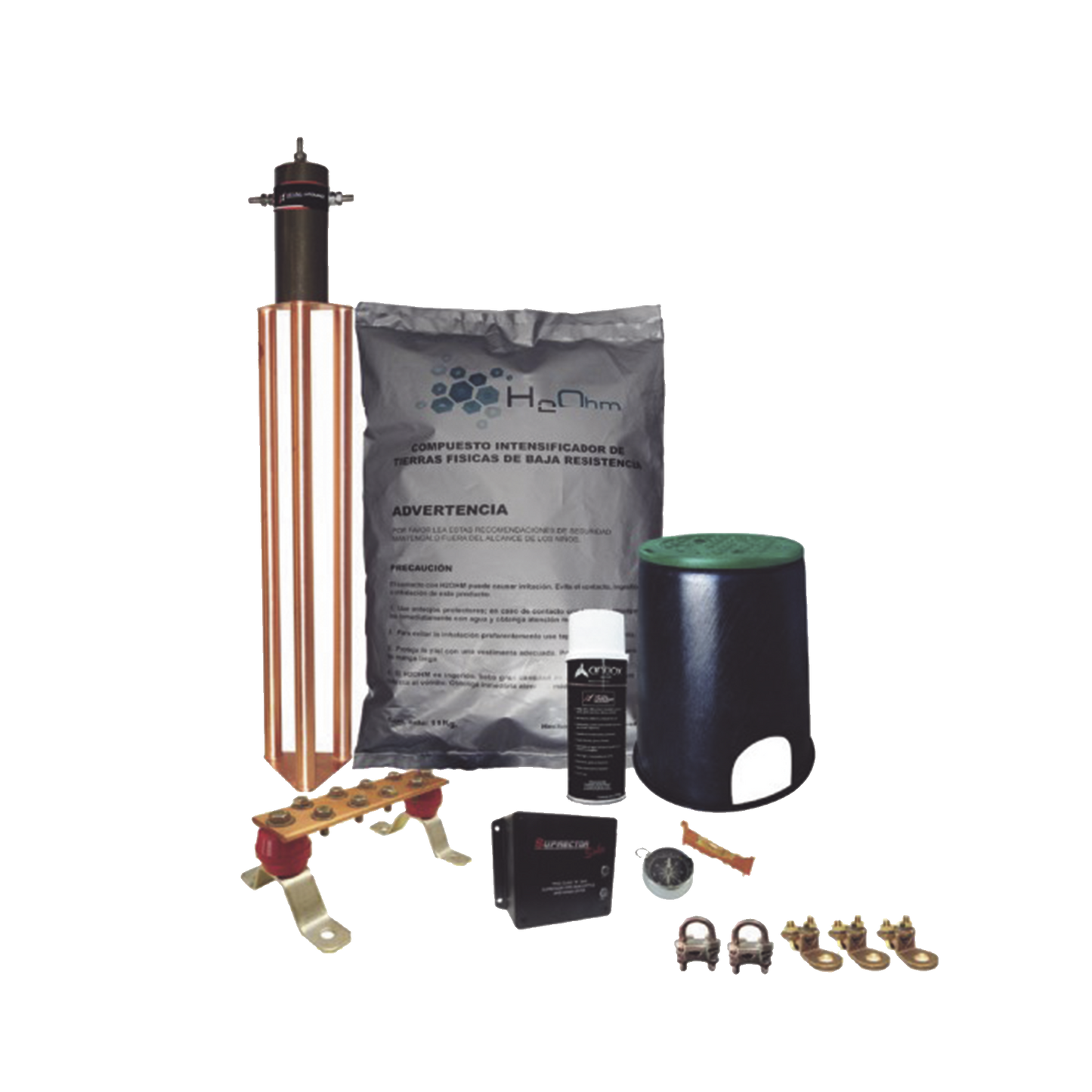 Kit de Tierra FÃ­sica con Electrodo Magnetoactivo de 45 AMP Y Supresor de Picos SOHO