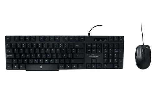 Kit de Teclado y Mouse PERFECT CHOICE , Estándar, Negro, 1200 DPI