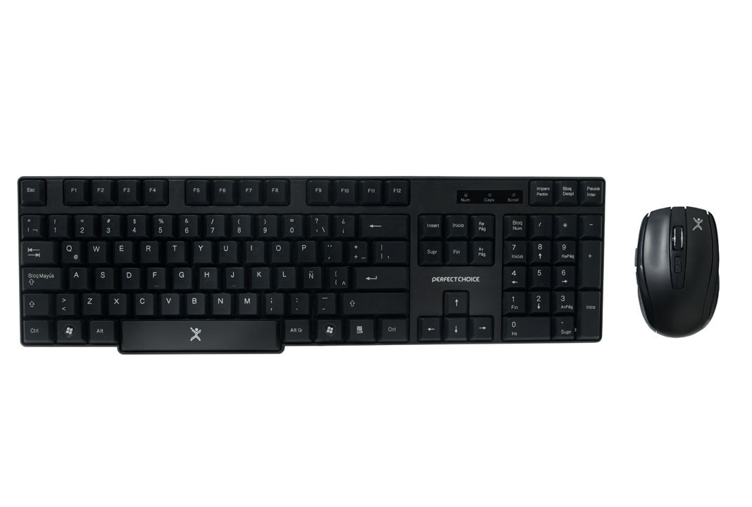 Kit de Teclado y Mouse PERFECT CHOICE , Estándar, Negro, 10 m, 1600 DPI