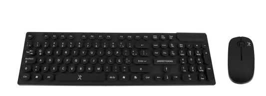 Kit Teclado y Mouse Inalámbrico PERFECT CHOICE PC-201052, Español, Negro, 10 m, 1000 DPI