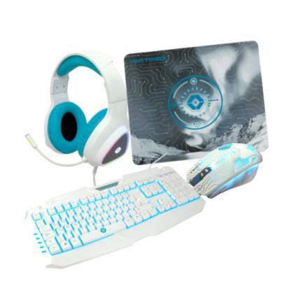 Kit 4en 1 Gamer  VORTRED V-930457, USB, Juego, Blanco/Cian