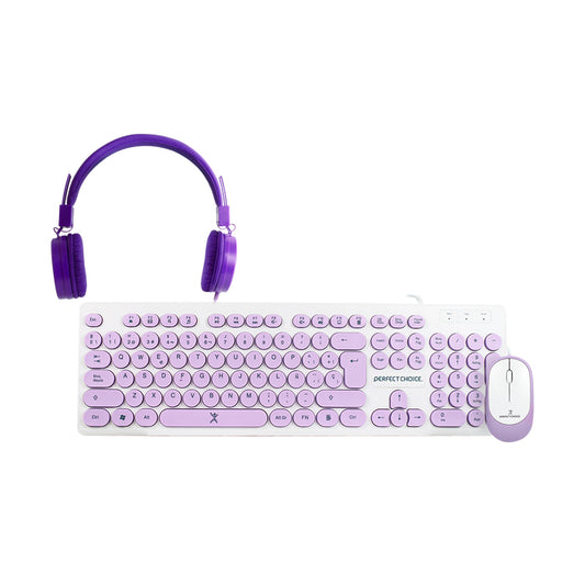Kit alámbrico mouse+teclado morado Perfect Kids Farben PC-201724