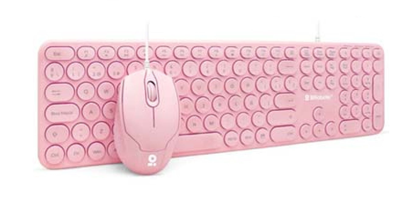 Kit Teclado y Mouse, Multimedia Combo, Español, Rosa 6001196 BROBOTIX
