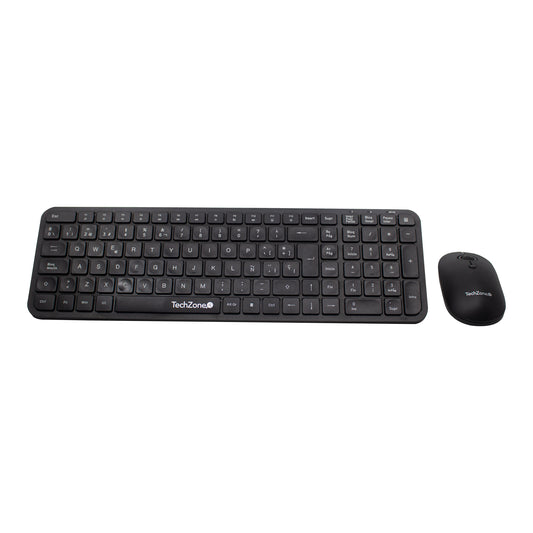 Kit Silent TechZone, combo inalámbrico con conexión USB, mouse 2400 DPI's, teclado con 105 teclas tipo QWERTY 1 año de garantía.