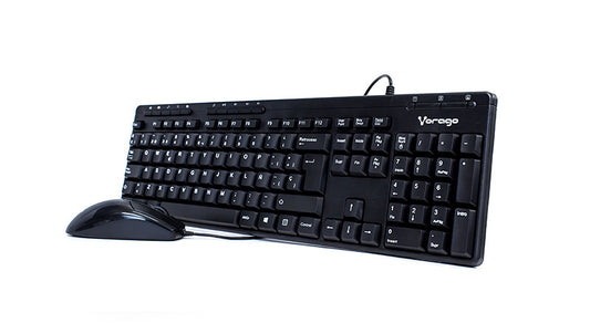 Kit de teclado y mouse VORAGO KM-104, Estándar, 105 teclas, Negro, 1000 DPI