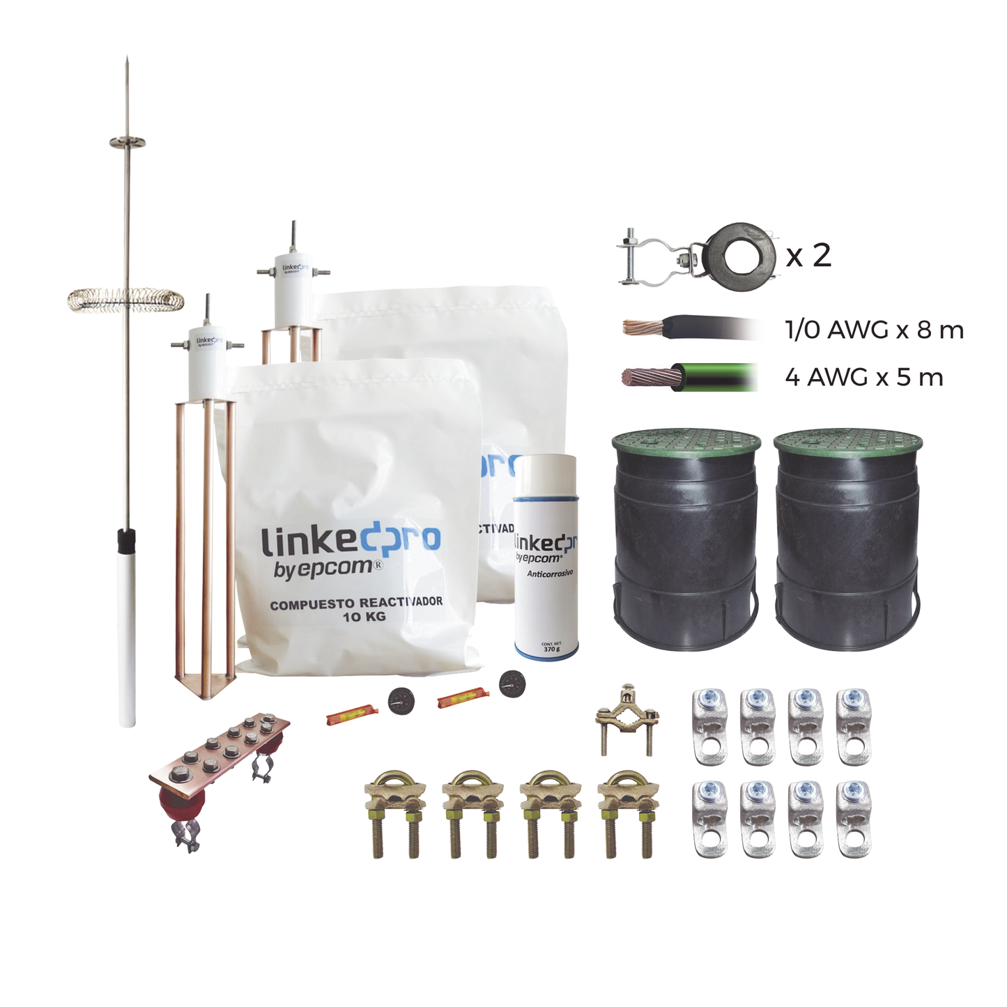 Kit Pararrayo LINKEDPRO con Accesorios de Instalación en Torre de Hasta 3 m de Altura.