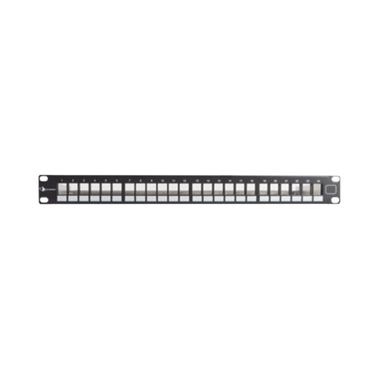 Patch Panel UTP Keystone de 24 puertos Modular (vacío) , Plano, 1UR, compatible con Jacks Keystone UTP Z-MAX® y MAX®