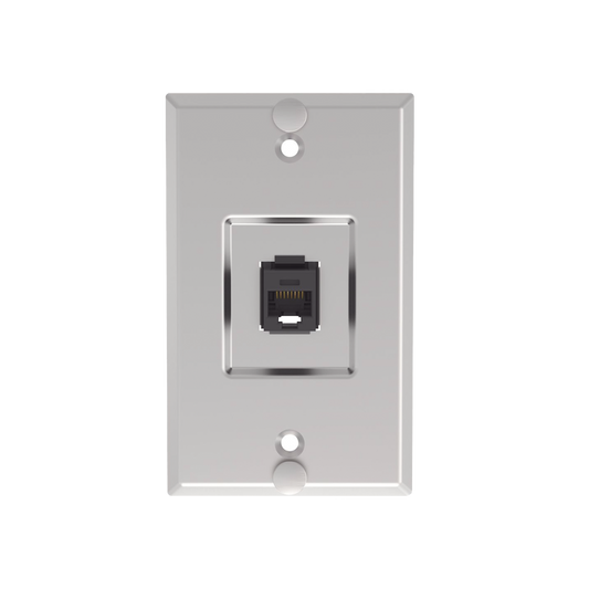 Placa de Pared Telefónica, Salida de 1 Puerto Keystone, Con Jack Cat6 Estilo 110 de Impacto, de Acero Inoxidable | PANDU