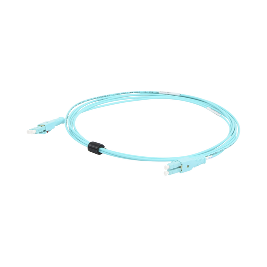 Jumper de Fibra Óptica BladePatch LC-LC Duplex, Multimodo 50/125 OM4, OFNR, Color Aqua, 3 Metros